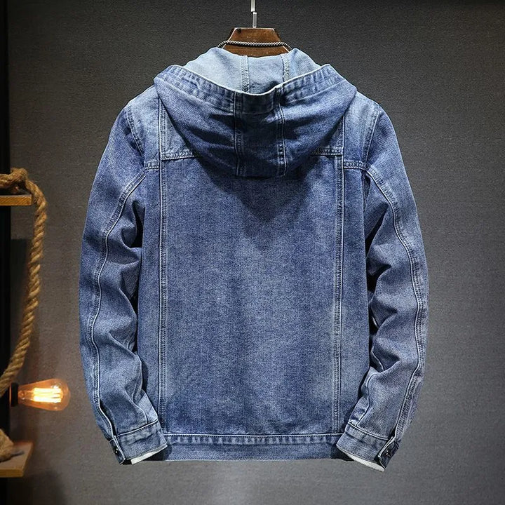 Veste en denim vintage avec capuche pour hommes