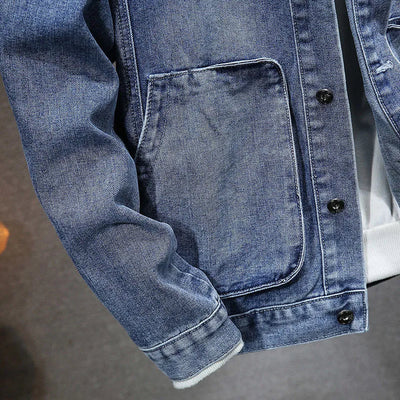 Veste en denim vintage avec capuche pour hommes