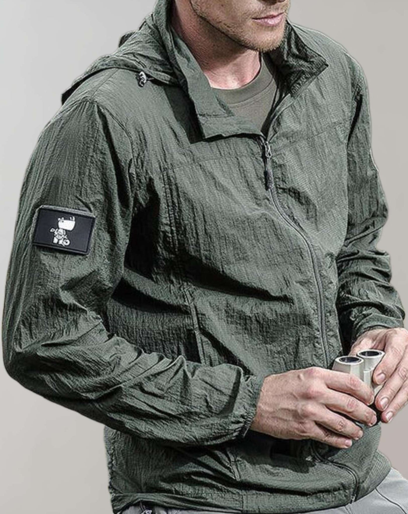 Veste imperméable légère avec fermeture éclair pour hommes