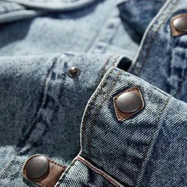 Veste en denim moto ajustée pour hommes