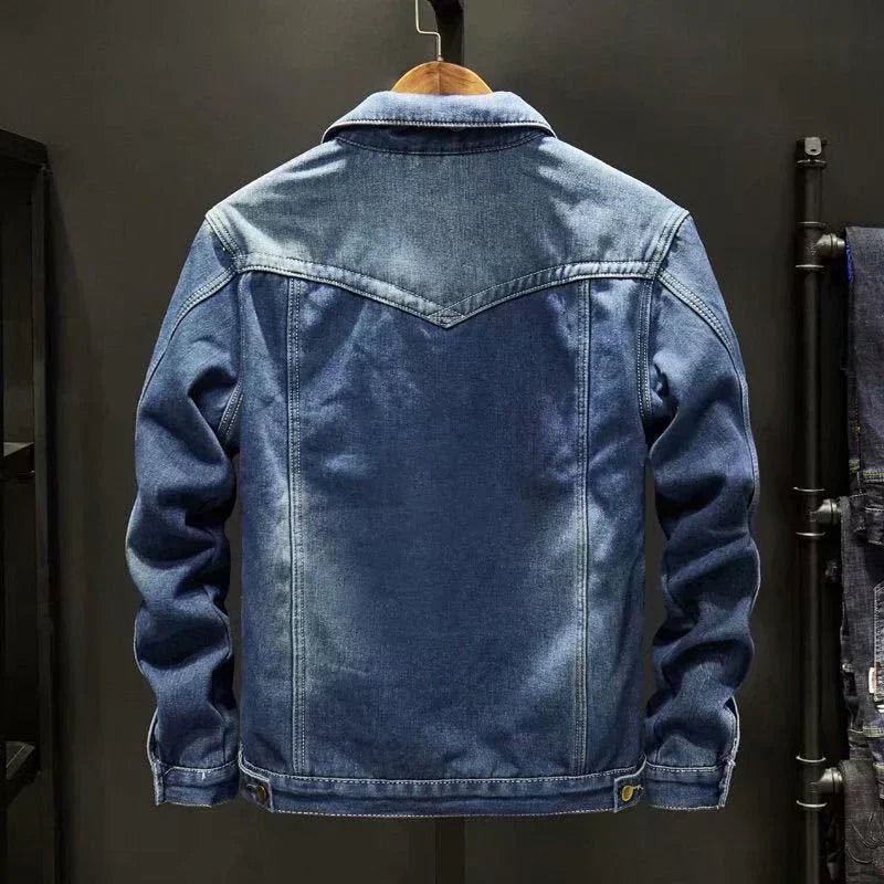 Veste en jean avec doublure en laine épaisse pour hommes