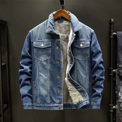 Veste en jean avec doublure en laine épaisse pour hommes