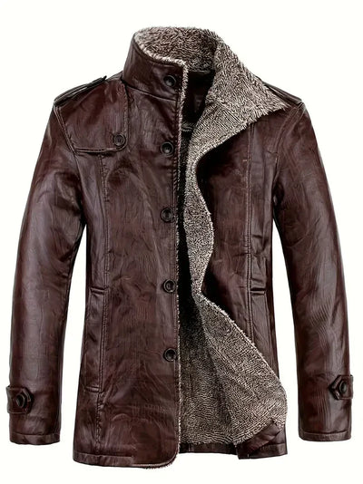 Veste en cuir avec doublure en polaire pour hommes